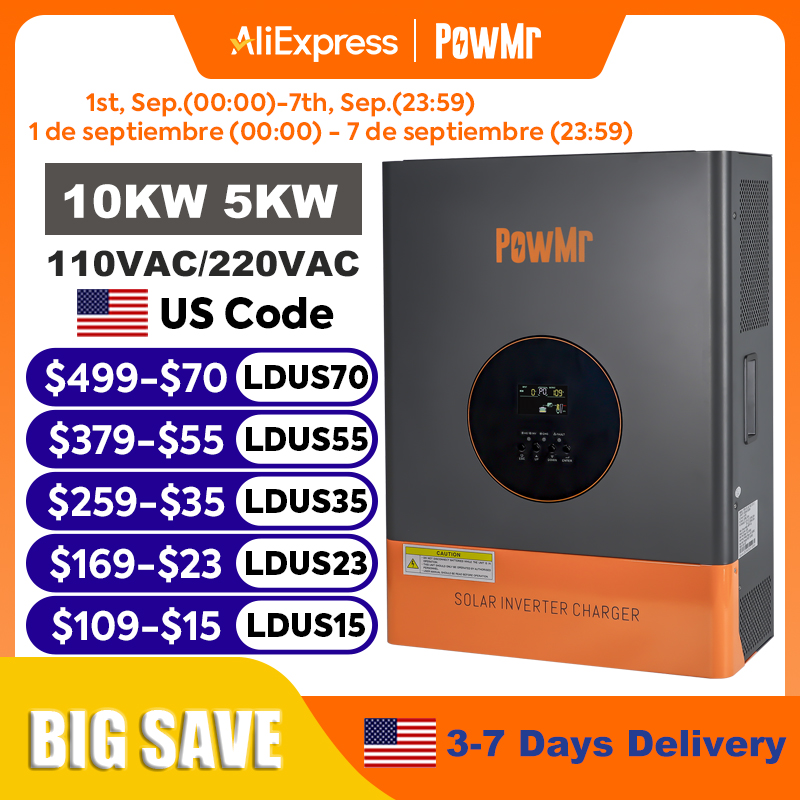 Drone Solar Charger - อินเวอร์เตอร์ PowMr 10KW 5KW แบบแยกเฟส 48V